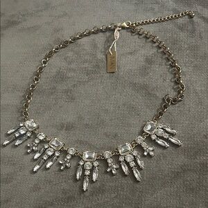 NWT IMAN Global Chic Crystal Statement Necklace | Gold Tone Glam